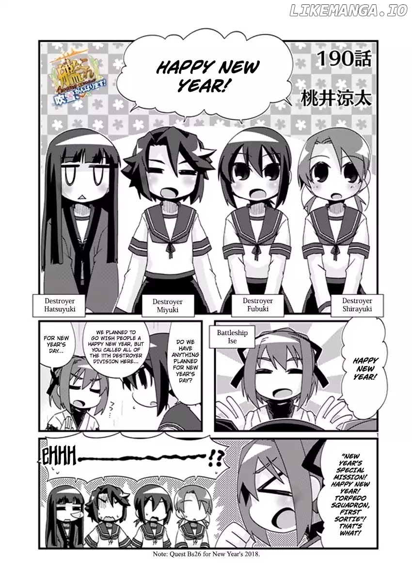 Kantai Collection - Kankore - 4-koma Comic - Fubuki, Ganbarimasu! chapter 190 - page 1