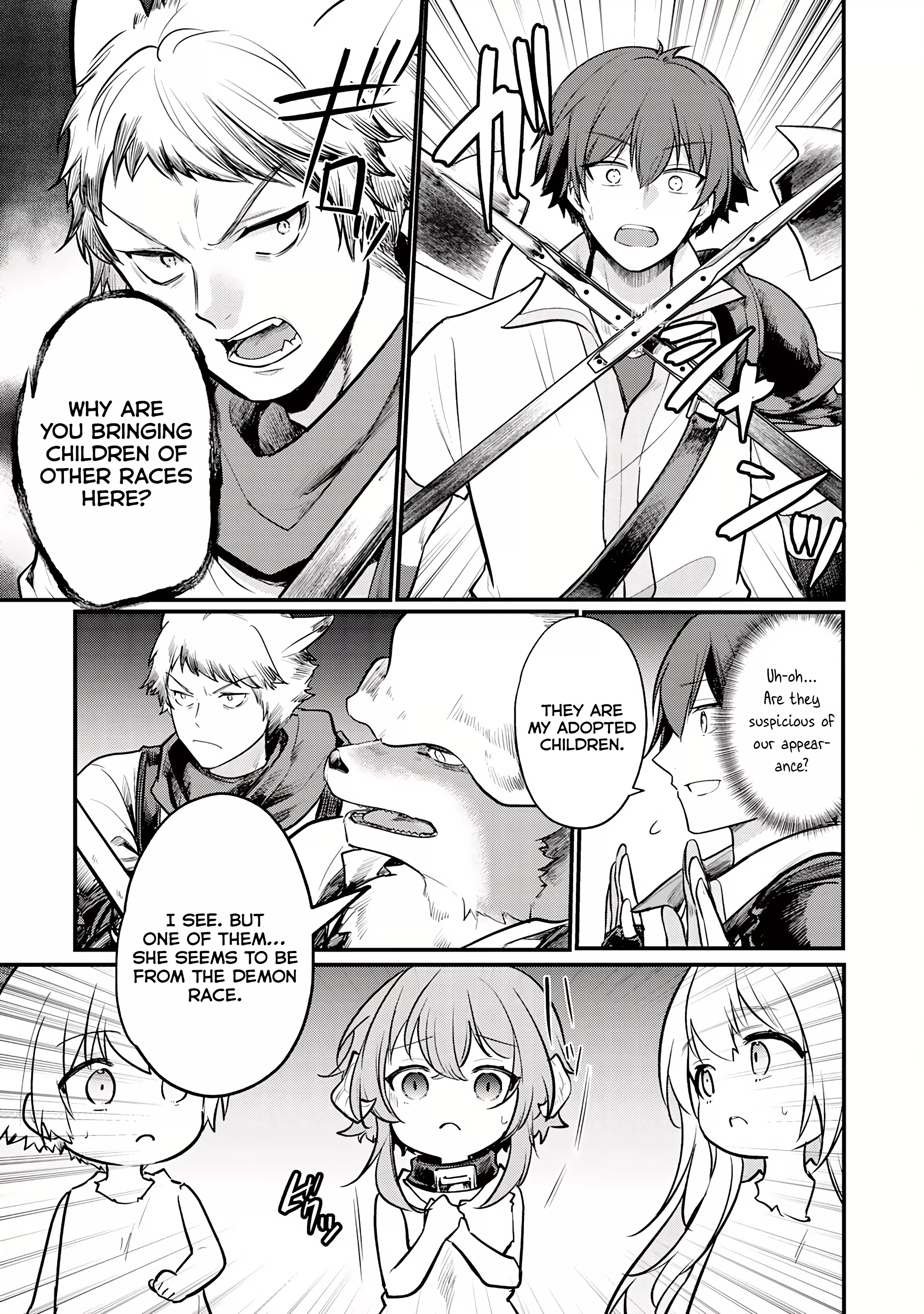 TENSEI SHITARA DOREI NO CHICHI NI NATTAKEDO, KAZOKU TOSHITE MEDERU KOTO NI SHITA 〜 JITSU WA YUUSHA TO MAOU TO SEIJO DATTA KODOMOTACHI NO CHIKARA GA TONDEMO SKILL DE TSUKAETA NODE SAIKYOU DESU 〜 Chapter 2 - page 21